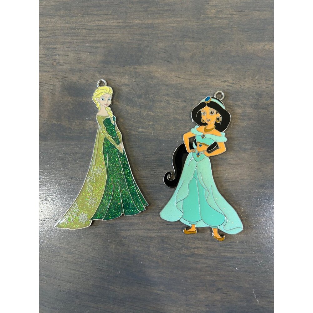 Hallmark Disney Princess Flat Metal Ornaments Elsa and Jasmine
